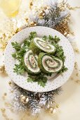 Lachs-Spinat-Roulade zu Weihnachten