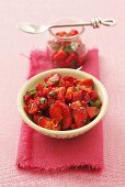 Strawberry salsa with balsamic vinegar, onions and chilli