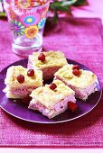 Puff pastry slices with wild strawberries