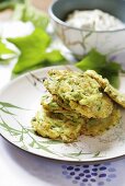 Courgette cakes with yoghurt dip