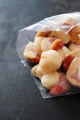 Frozen scallops in freezer bag