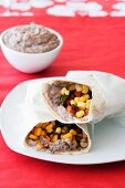 Vegetable wraps with bean puree