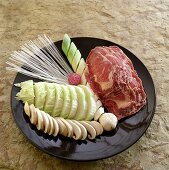 Various Japanese ingredients for fondue