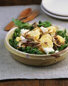 Potato salad with oyster mushrooms and rocket