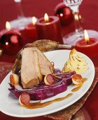 Christmas goose with red cabbage