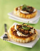 Small aubergine and mozzarella tarts