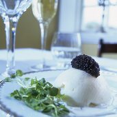 Scallop timbale with black caviar