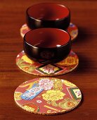 Chinese table mats with soup bowls