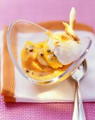 Exotic fruit compote with curd cheese whip