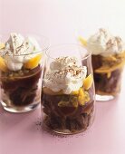 Chocolate dessert with passion fruit & meringue topping