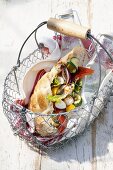 Flatbread with grilled vegetables & marinated mozzarella