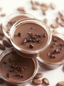 Chocolate cream in small glass dishes