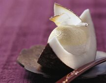 Maracuja-Kokos-Creme in der Kokos-Spalte
