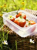 Tomatoes stuffed with millet salad