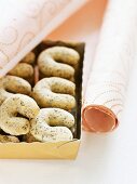 Poppy seed crescents in a gift box