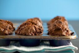 Chocolate muffins in muffin tin