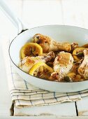 Chicken legs in a lemon and caper sauce