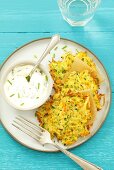 Courgette cakes with yoghurt dip