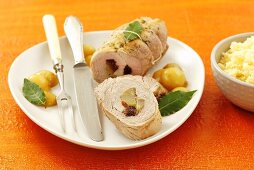Pork roulade stuffed with mirabelles and raisins