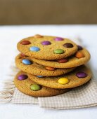 Cookies with coloured chocolate beans