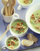 Cream of herb soup with smoked trout