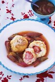 Quark dumplings with rhubarb compote