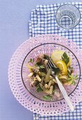 Bohnensalat mit Tintenfisch