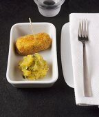 Side dish: potato croquette and vegetable puree