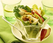 Lettuce with chicken, avocado, apple and walnuts