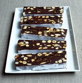 Chocolate, hazelnut and fig slices