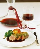 Christmas saddle of lamb with a pistachio nut crust
