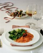 Marinated Christmas salmon with a mixed leaf salad