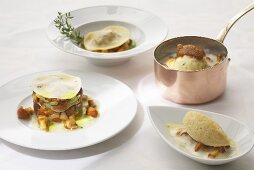 Lasagne, semolina gnocchi and ravioli with chanterelle mushrooms