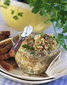 Smoked tofu and sauerkraut spread with caraway