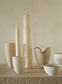 Various white & cream bowls & vases