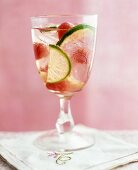 White wine sangria with melon and lime