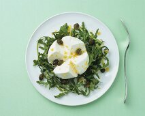 Mozzarella mit Kapern und Rucola