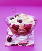 Strawberry and cherry trifle with almonds