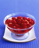 Raspberries in rosé wine with vermouth