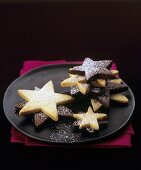 Star-shaped chocolate and plain biscuits