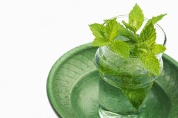 Fresh mint in a tea glass