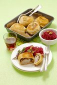 Pork tenderloin and mushrooms baked in puff pastry