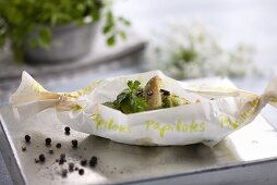 Brussels sprouts with Parmesan in parchment paper