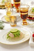 Salmon with peas in aspic for Christmas dinner