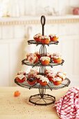 Advent calendar cupcakes on a cake stand