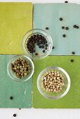 Different kinds of peppercorns