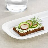 Cottage cheese, cucumber, radishes & dill on wholemeal bread