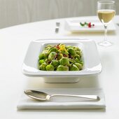 Brussels sprouts in a serving dish