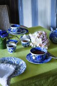 Tea table with floral decoration