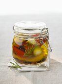 Pickled vegetables in preserving jar